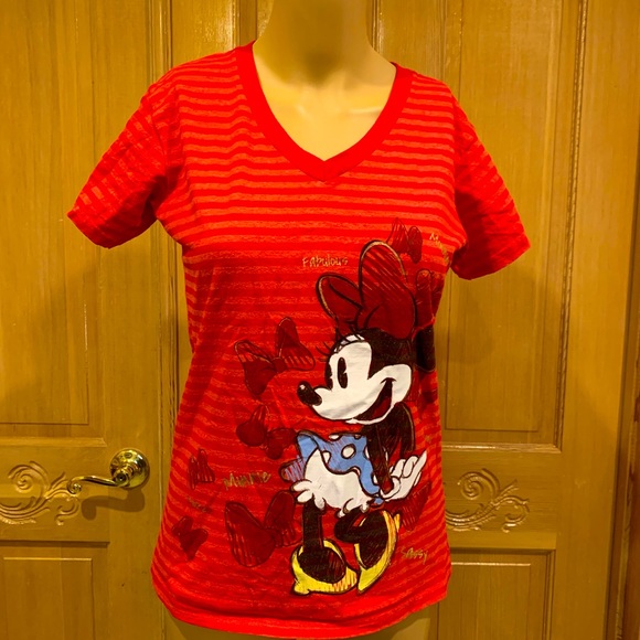 Disney Tops - Disney women striped red Minnie Mouse sz S
